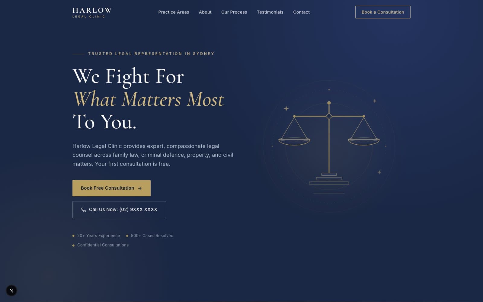Harlow Legal Clinic — website design by Shujo Studios